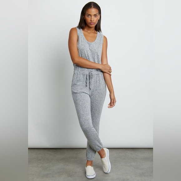 Rails Pants - New! RAILS Becky Sleeveless Knit Jumpsuit in Gray Drawstring Loungewear Travel